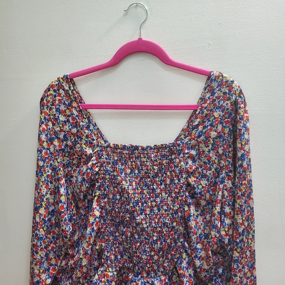 H&M Puff Sleeve Floral Blouse Cottagecore Garden Party Semi Sheer Plus Size XXL - Picture 10 of 13